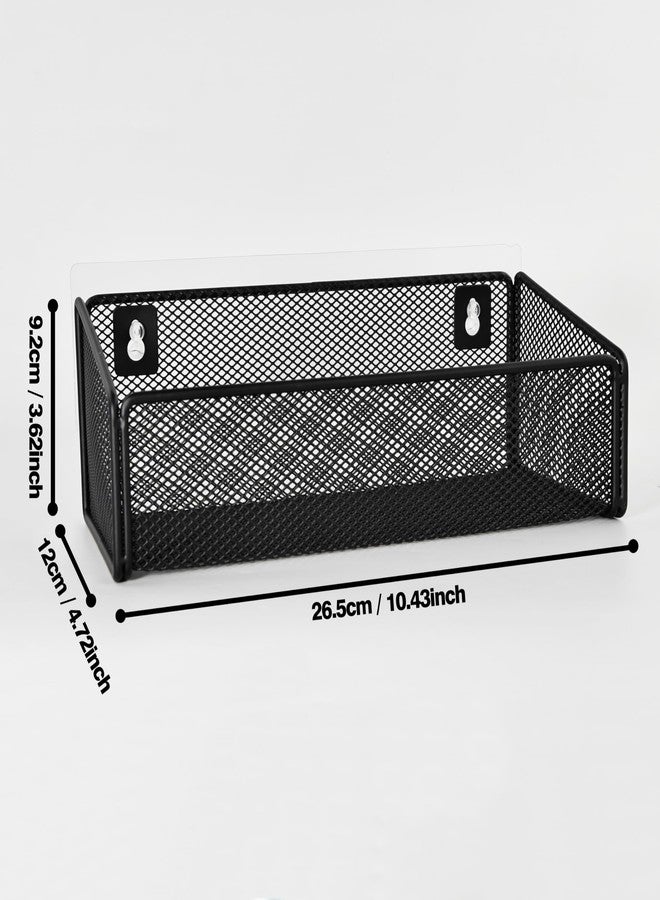 OKOMATCH Bathroom Shelf Over Toilet Storage Basket,Toilet Beside Floating Shelf Mesh Metal Wall Mounted Shelves for Home Organization & Decor Essentials,Kitchen/Living Room Shelves (Black) - Image 2